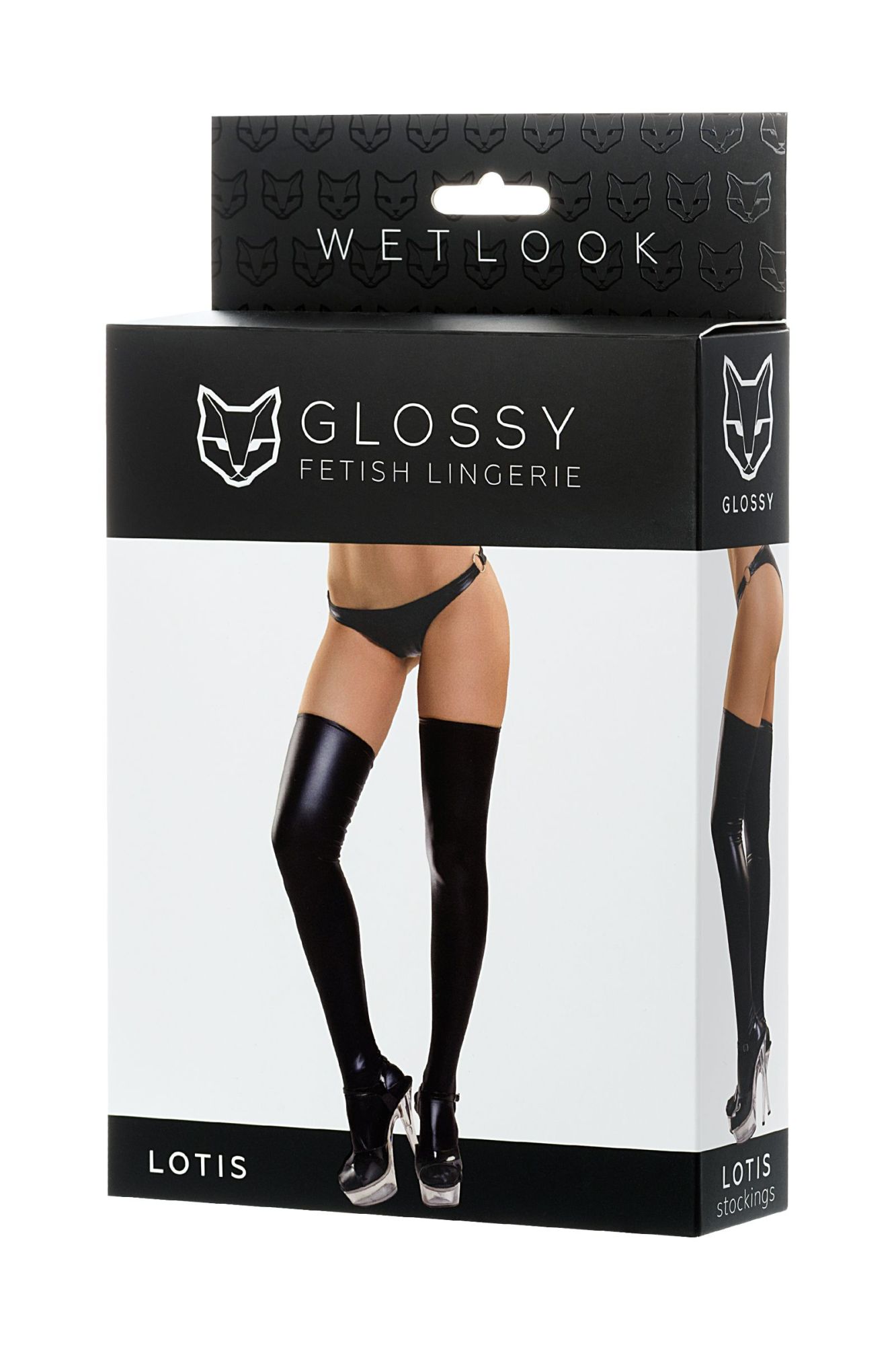 Эротическое чулки glossy lotis из материала wetlook, черный, xl в Мурманске