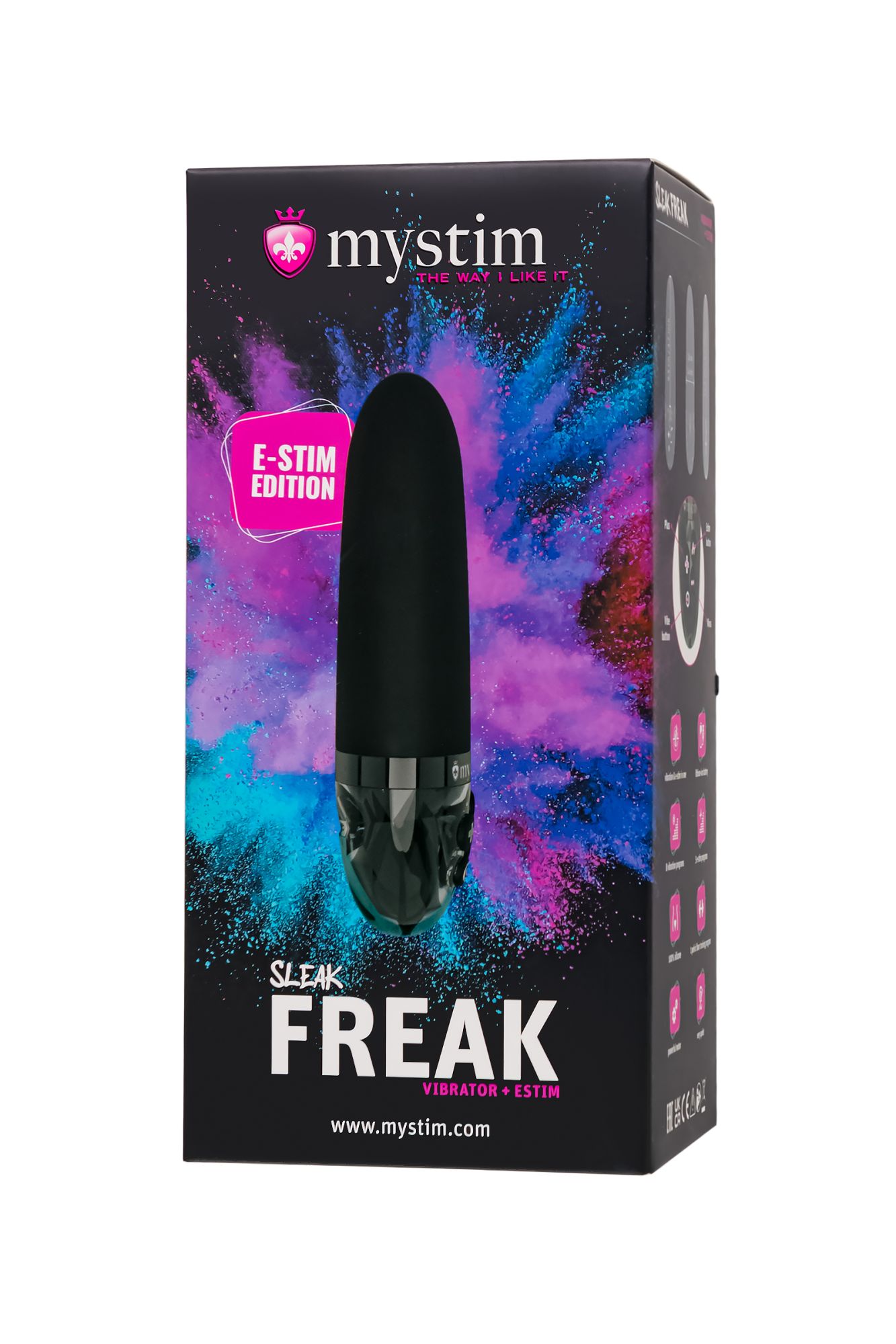 вибратор mystim sleak freak с электростимуляцией,силикон, черный, 14,5 см в Мурманске