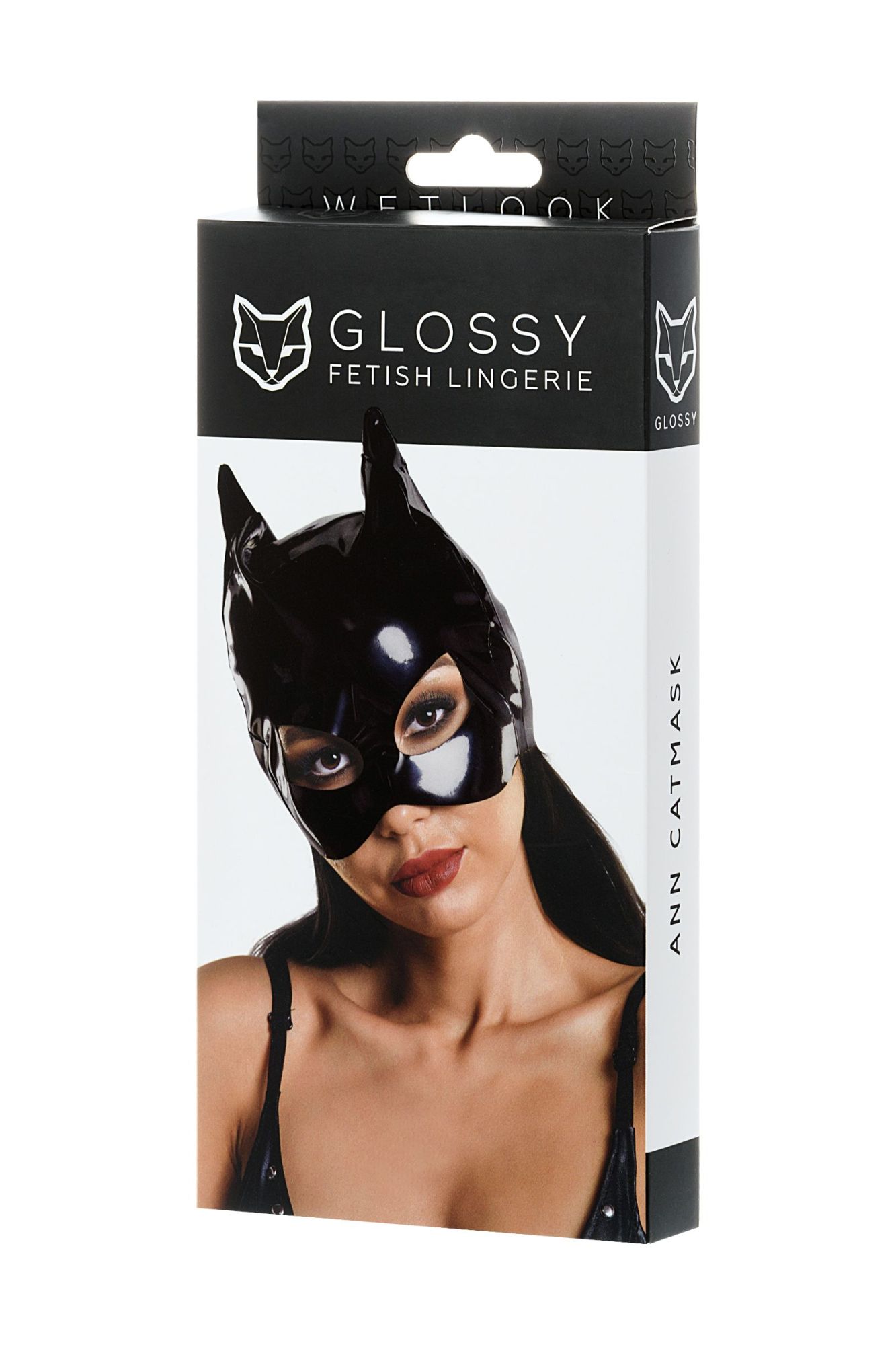 маска кошки glossy ann из материала wetlook, черный, os в Мурманске