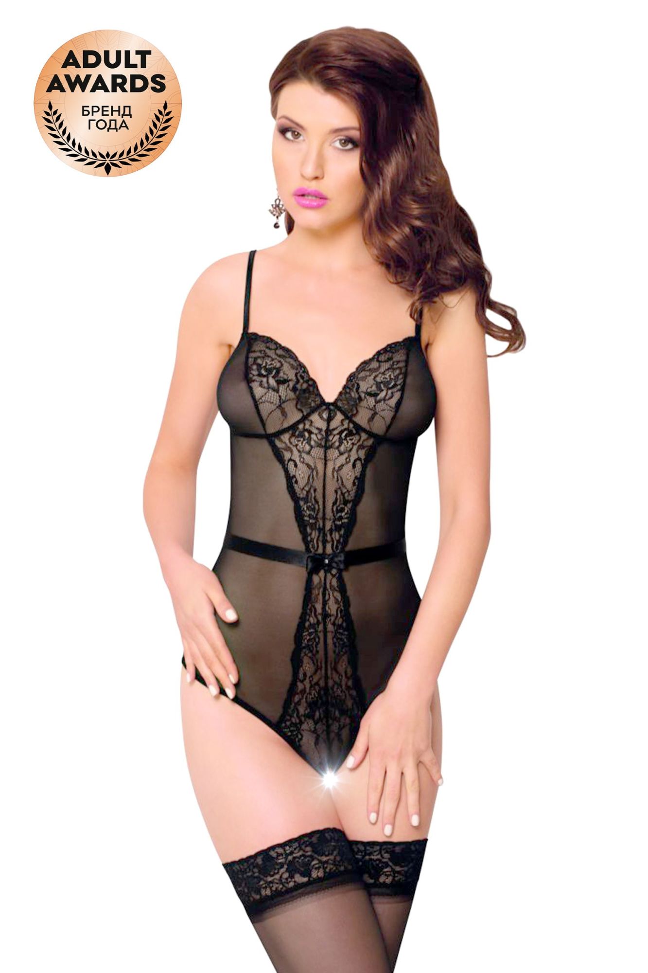 Эротическое боди c интимным вырезом softline collection linda, черный, m/l в Мурманске
