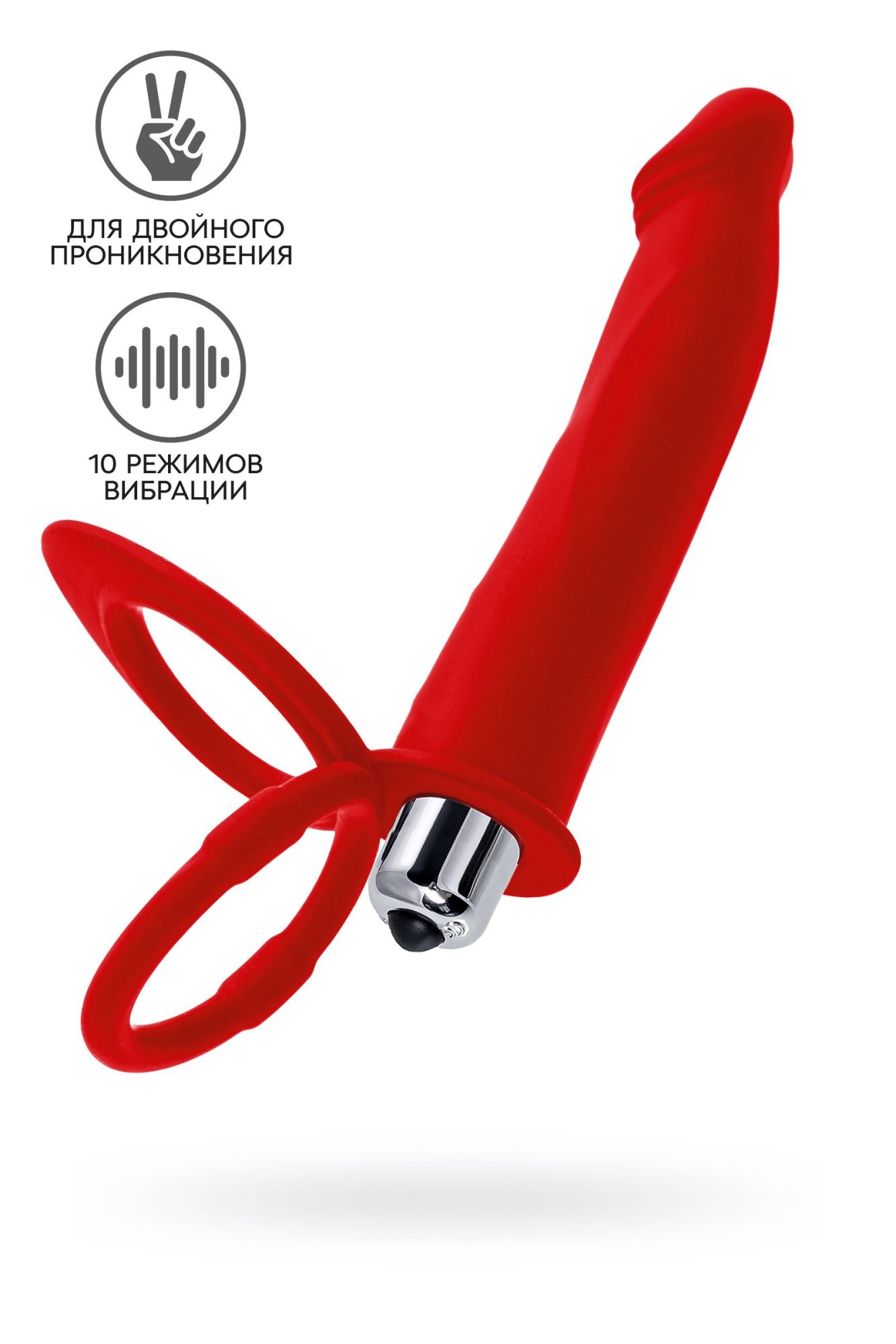 насадка на пенис для двойного проникновения black&red by toyfa, силикон, красная, 19 см в Мурманске