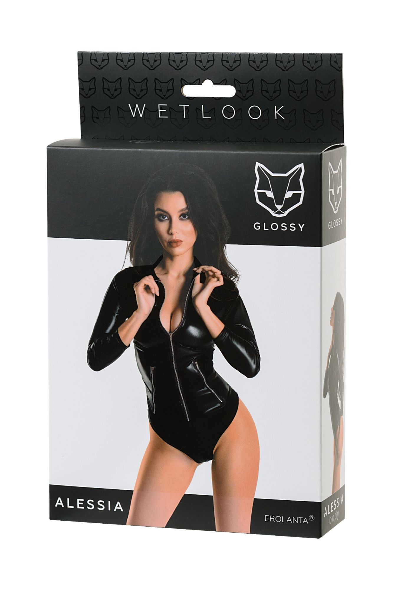 Эротическое боди glossy alessia из материала wetlook на молнии, черное, xl в Мурманске