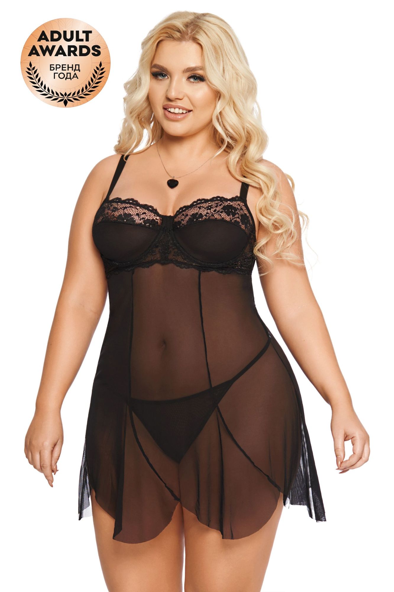Эротическое ночная сорочка и стринги softline collection carla, черный, xxxl в Мурманске