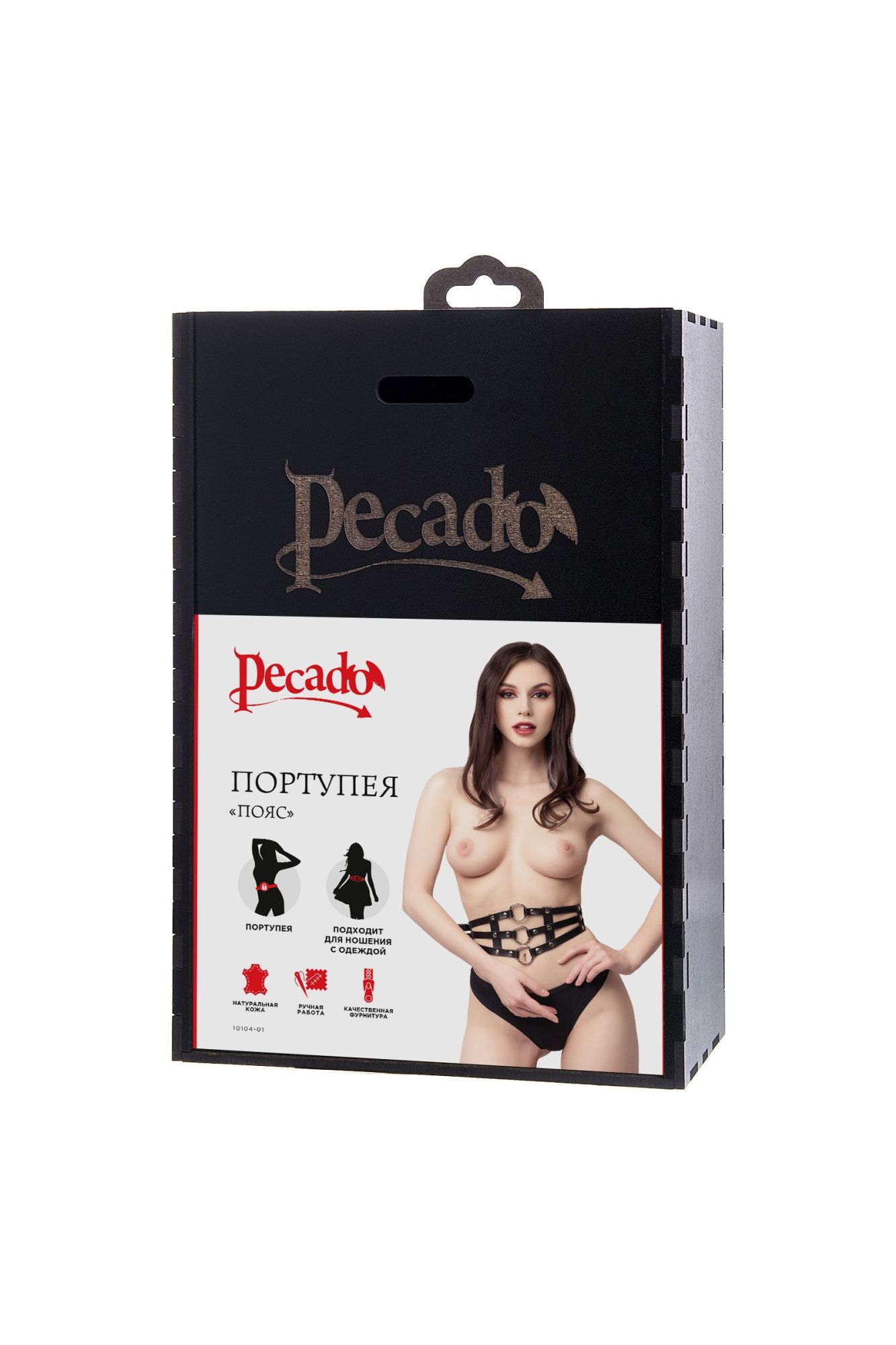пояс pecado bdsm, с кольцами, натуральная кожа, черный в Мурманске
