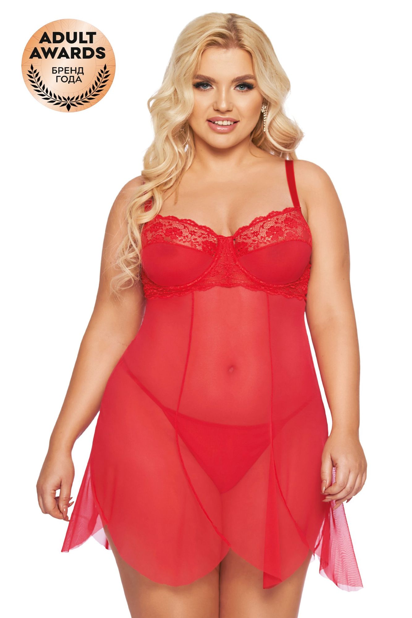 Эротическое ночная сорочка и стринги softline collection carla, красный, xl в Мурманске