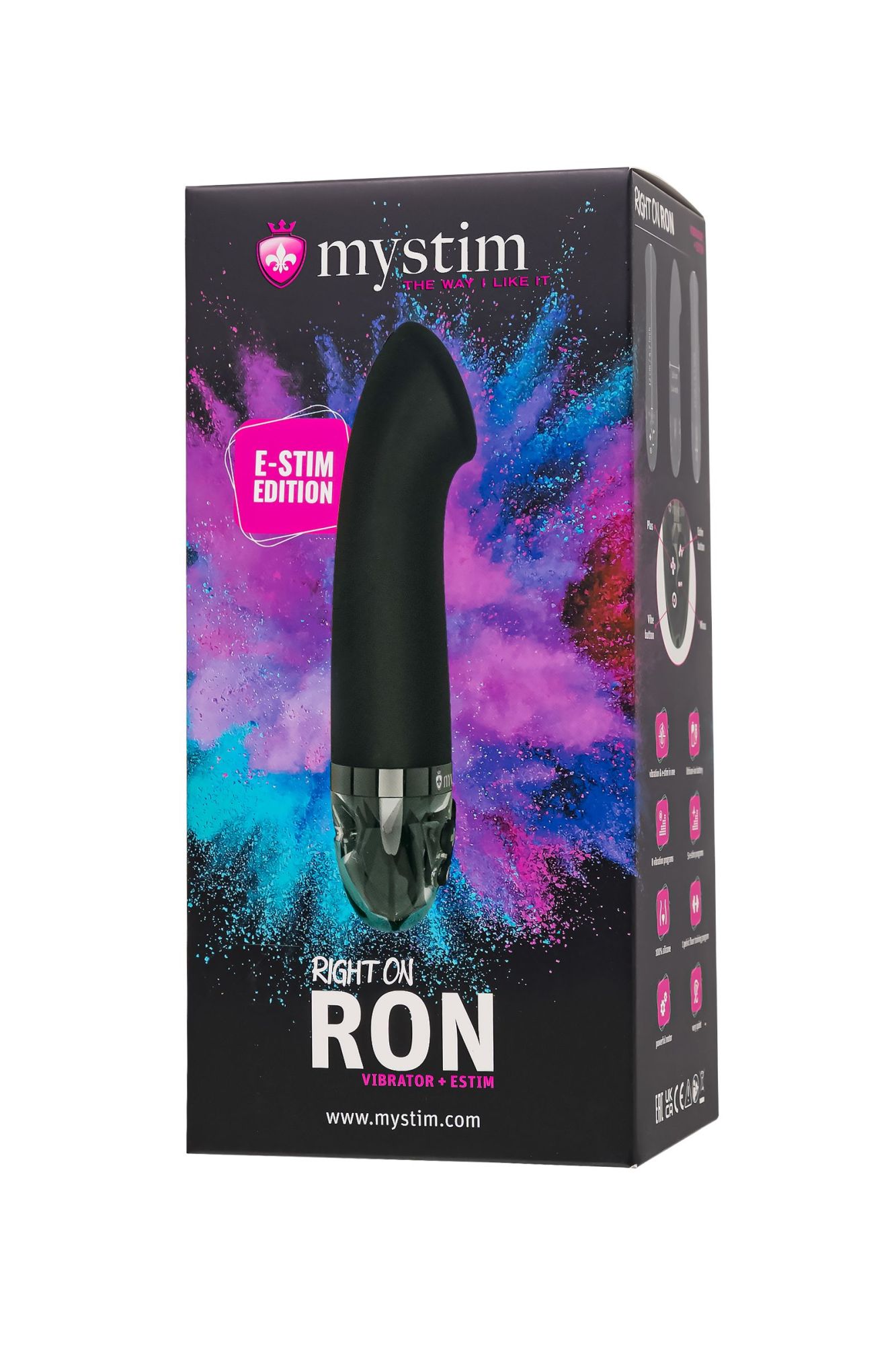 вибратор mystim right on ron с электростимуляцией,силикон, черный, 16,5 см в Мурманске