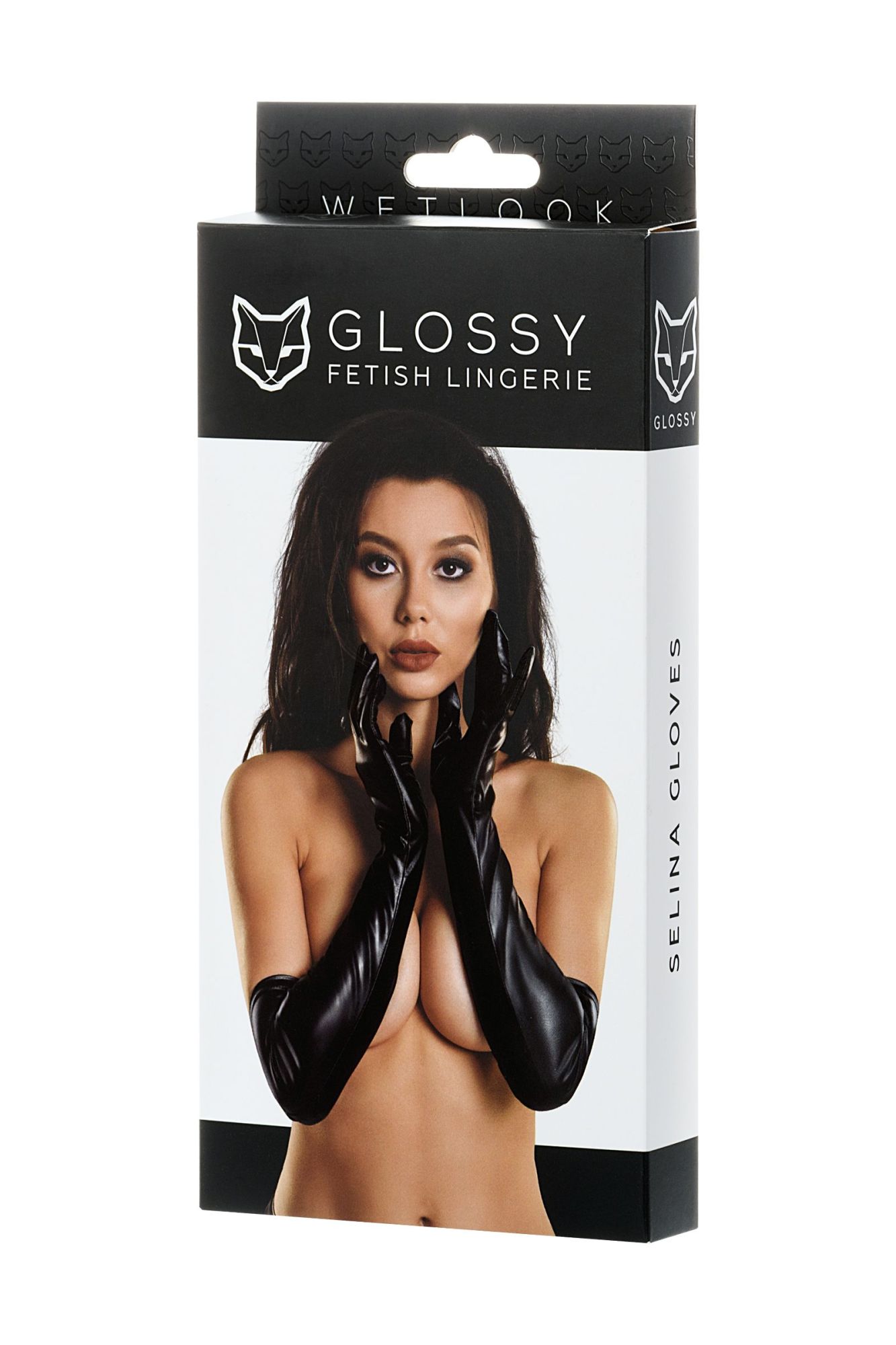 перчатки glossy selina из материала wetlook выше локтя, черный, m в Мурманске