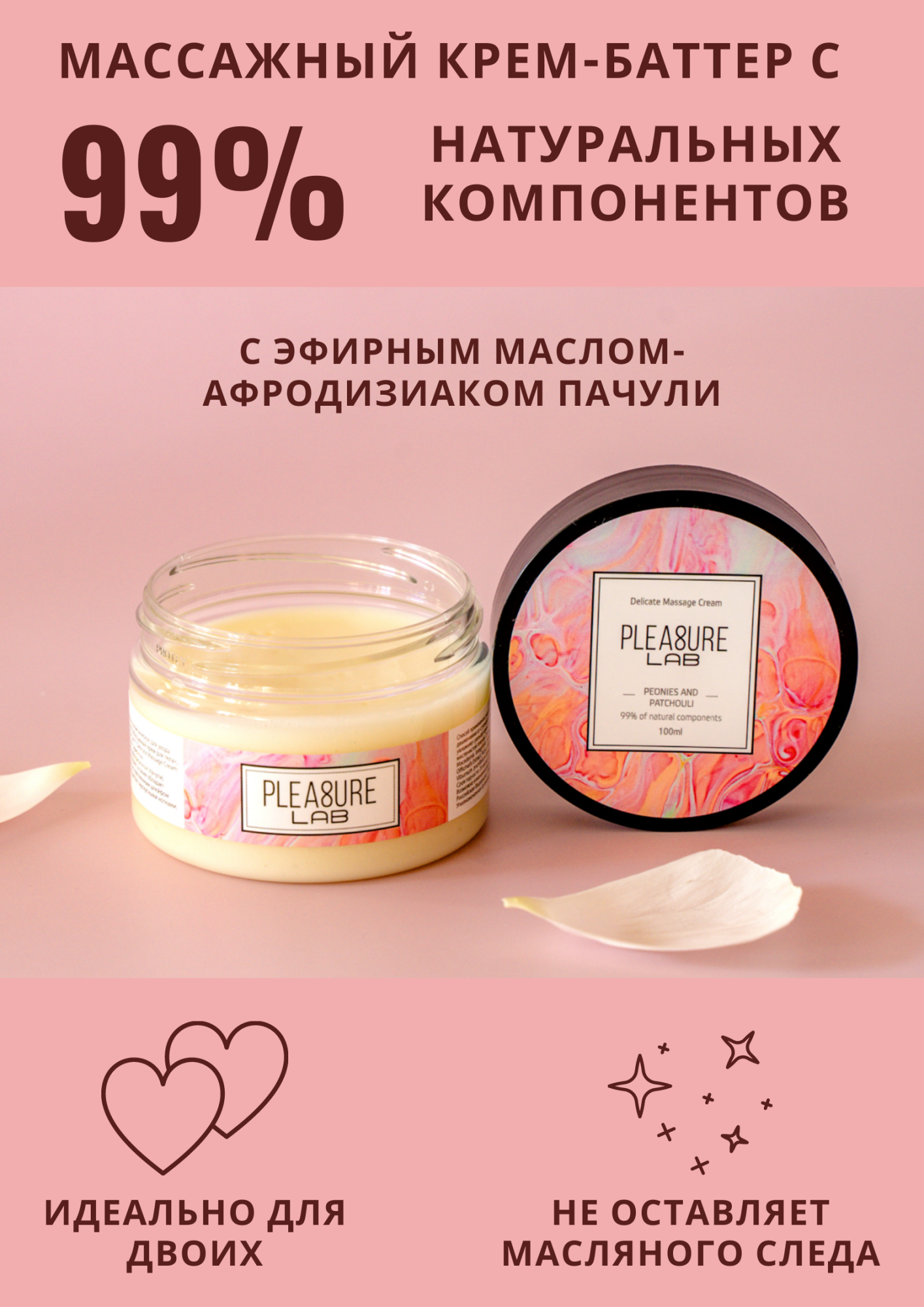 массажный крем pleasure lab delicate пионы и пачули 100 мл 1074-02lab в Мурманске