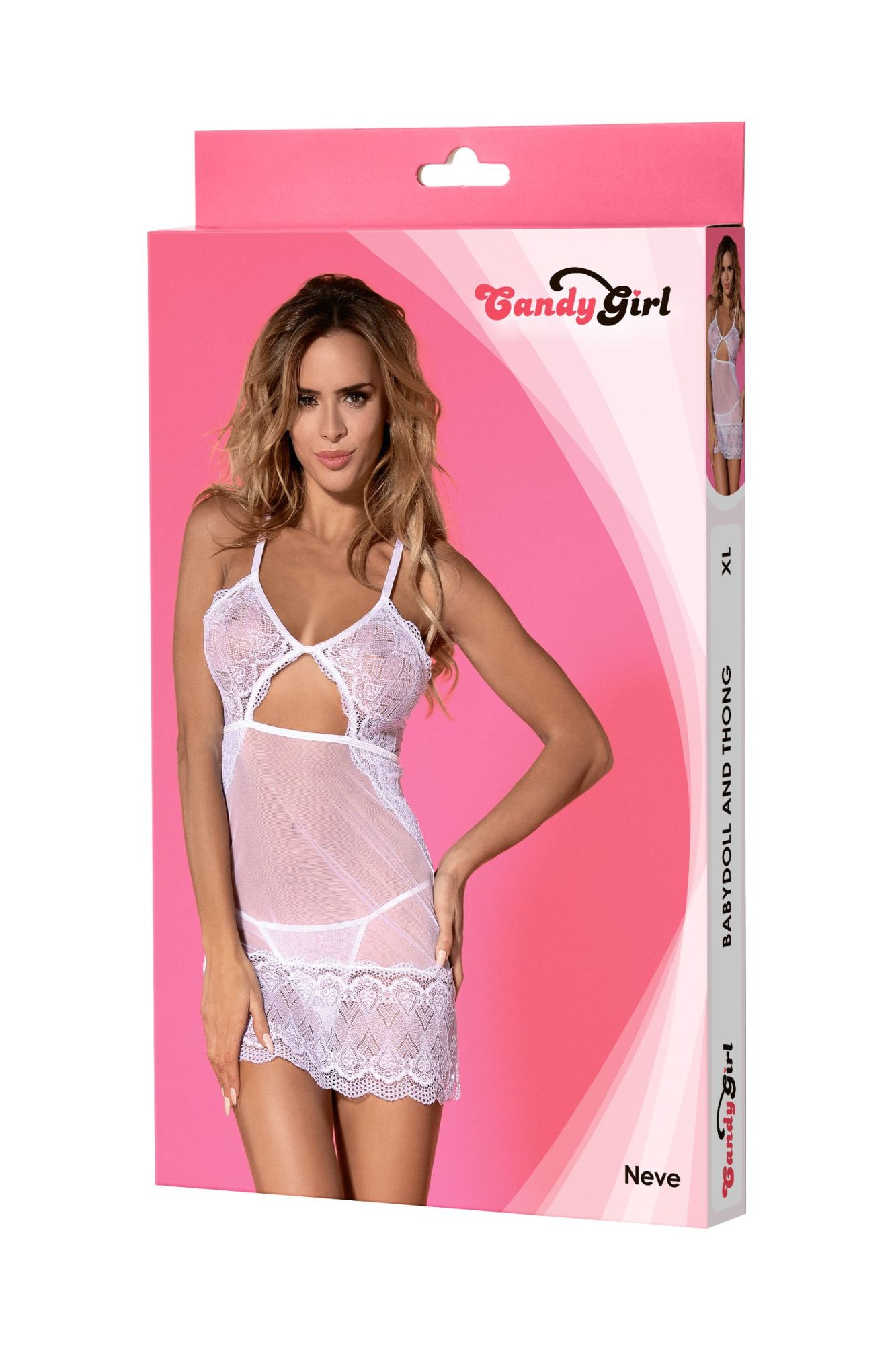 Эротическое комбинация и стринги candy girl neve белые, xl в Мурманске