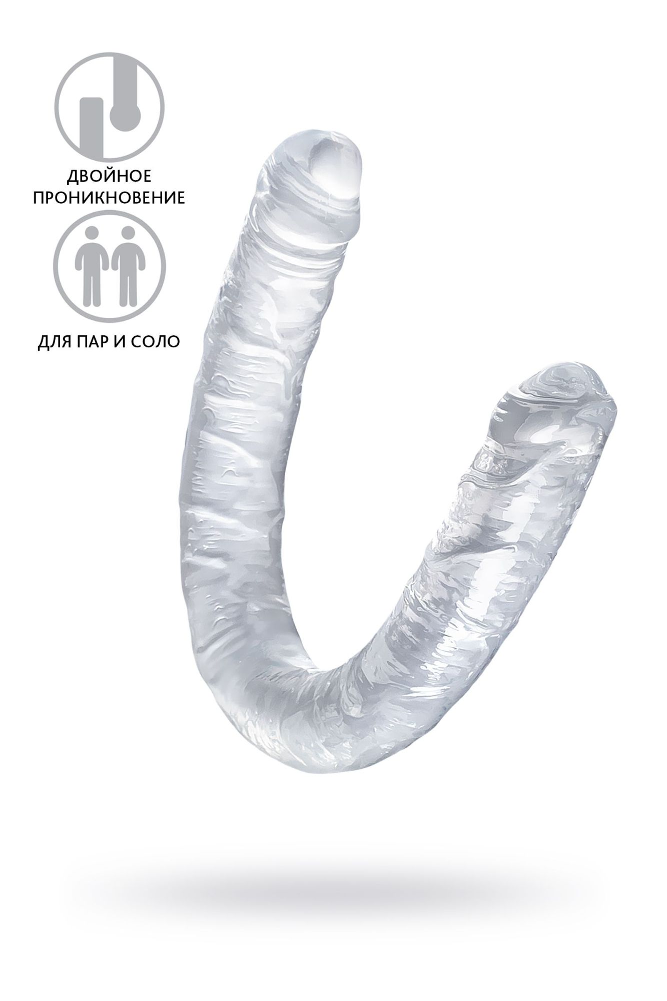 фаллоимитатор двусторонний toyfa double dildo, tpr, прозрачный, 40 см в Мурманске