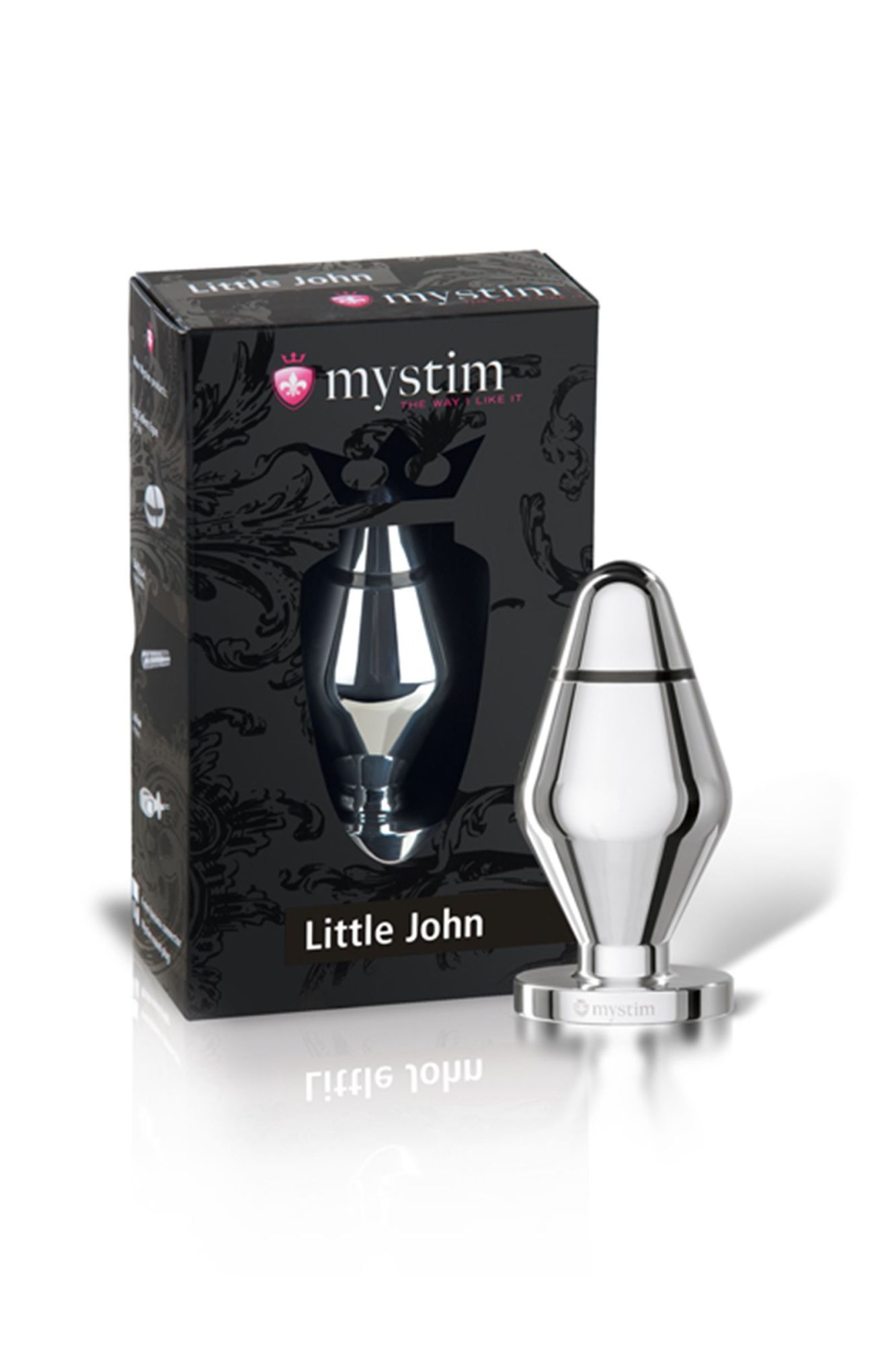 анальная пробка mystim little john s, электростимуляция, хирургическая сталь, серебряная, 9 см, ø 3, в Мурманске