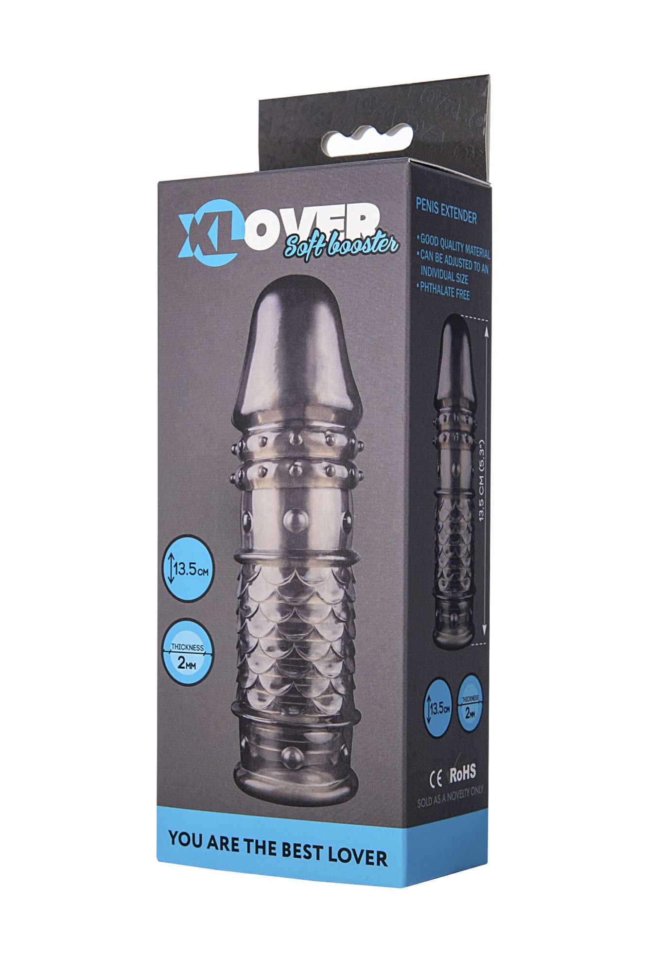 насадка toyfa xlover, для увеличения размера, tpe, черная прозрачная, 13,5 см в Мурманске