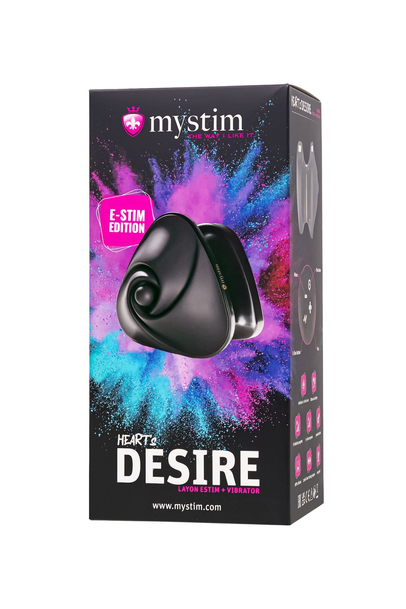 вибратор mystim heart ́s desire с электростимуляцией, силикон, черный, 6,7 см в Мурманске