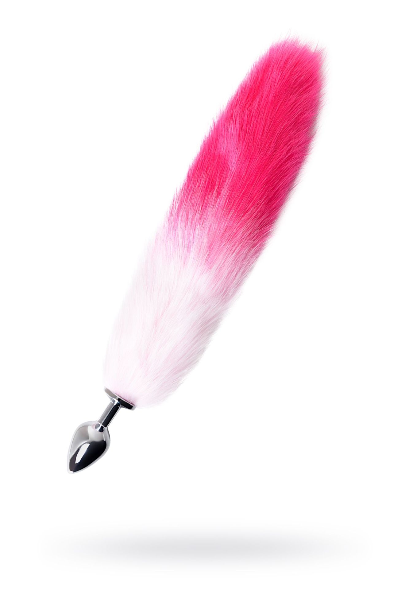 анальная втулка metal by toyfa с бело-розовым хвостом, металл, серебряная, 45 см, ø 3,3 см в Мурманске