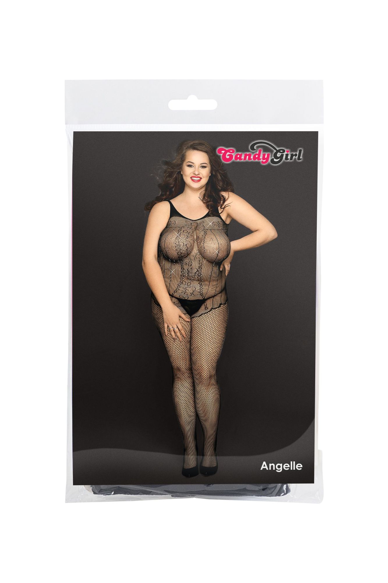 Эротическое костюм-сетка со стразами и стринги candy girl angelle черные, 2xl в Мурманске